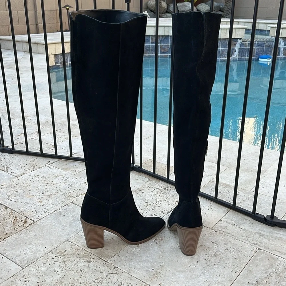 BP Hensley Over the Knee Black Suede/Leather Boot - Size 9.5 New